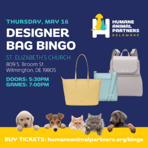 Designer Bag Bingo May 16 in Wilmington, DE benefitting Humane Animal Partners