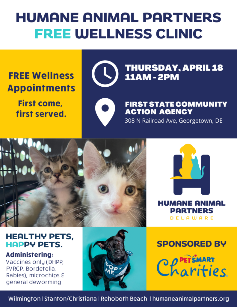 FREE Pet Wellness Clinic in Georgetown, DE April 18